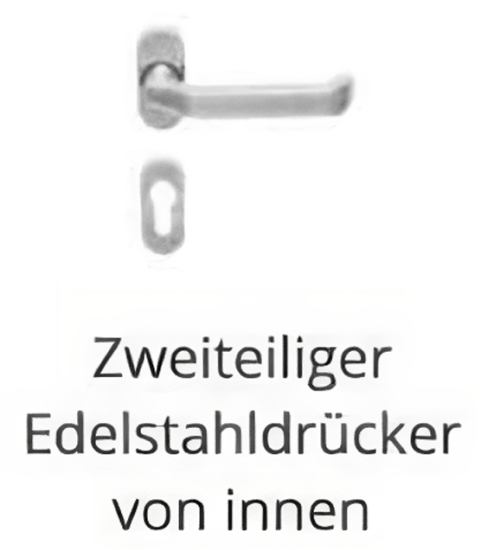 Zweiteiliger Edelstahldrücker von innen